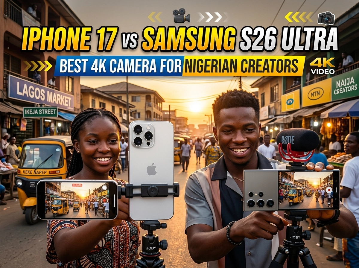Featured image for iPhone 17 vs Samsung S26 Ultra: Best 4K Camera for Nigerian Creators (2026)